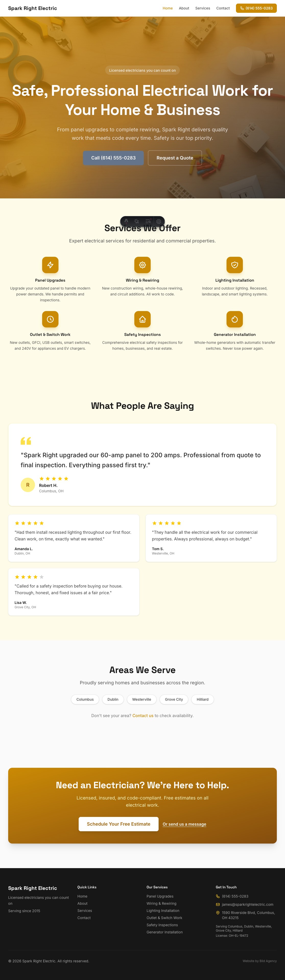 Spark Right Electric — full website preview